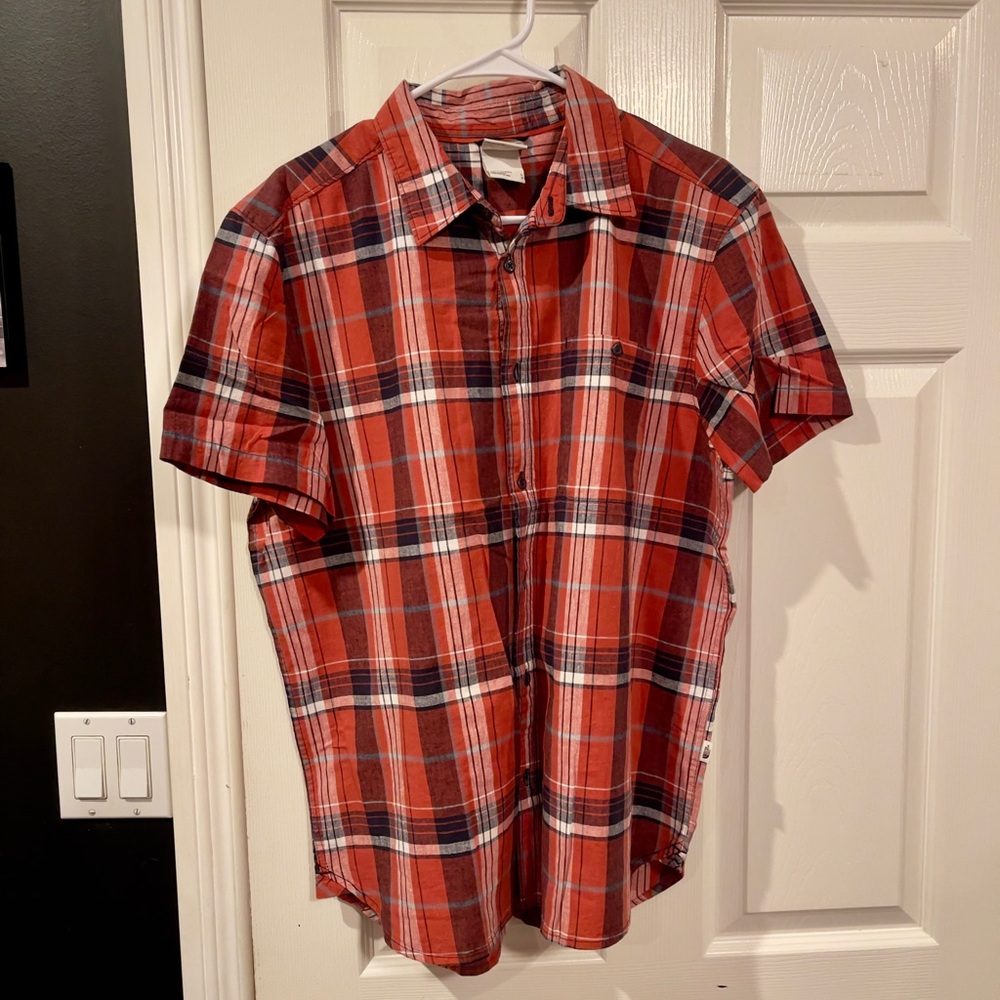 The North Face Red and White Casual Button Down Shirt